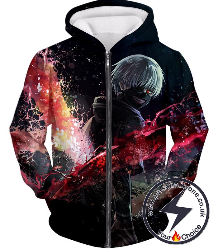 Tokyo Ghoul Awesome Ghoul Masked Ken Kaneki Black Zip Up Hoodie